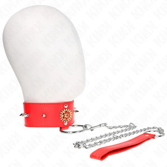 KINK - COLLAR CON CORREA 65 CM CUELLO DE DIAMANTES ROJO AJUSTABLE 35-51 CM X 7 CM - Nuvica