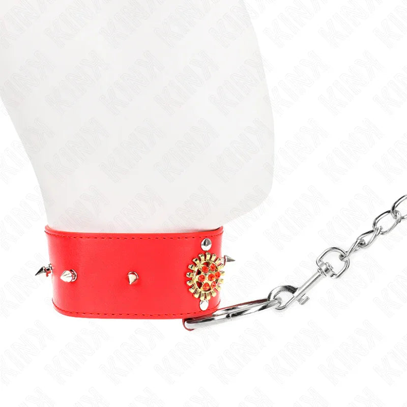 KINK - COLLAR CON CORREA 65 CM CUELLO DE DIAMANTES ROJO AJUSTABLE 35-51 CM X 7 CM - Nuvica