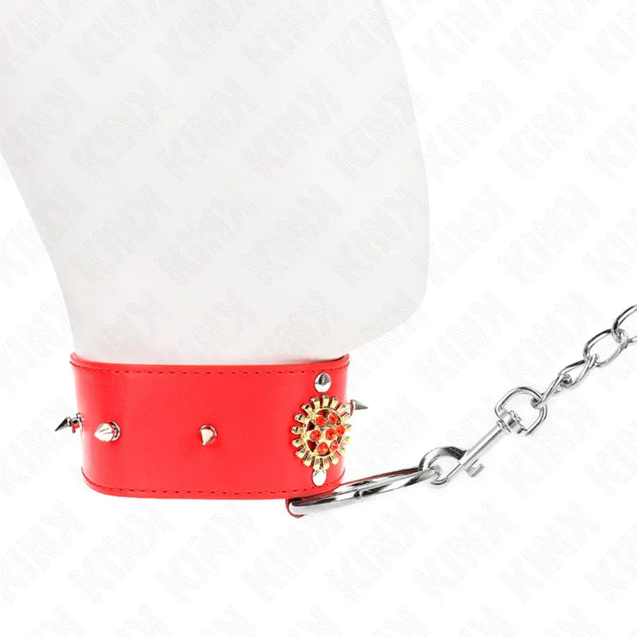 KINK - COLLAR CON CORREA 65 CM CUELLO DE DIAMANTES ROJO AJUSTABLE 35-51 CM X 7 CM - Nuvica