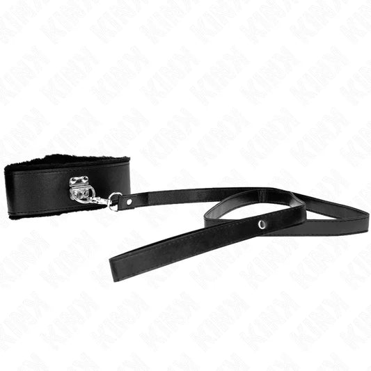 KINK - COLLAR CON CORREA 116 CM CON TACHUELAS PLATEADAS MODELO 4 NEGRO AJUSTABLE 40-48 CM X 6 CM - Nuvica