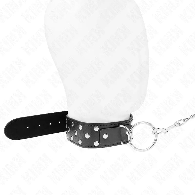 KINK - COLLAR CON CORREA 65 CM REMACHE ANILLA NEGRO AJUSTABLE 36-50 CM X 3.8 CM - Nuvica