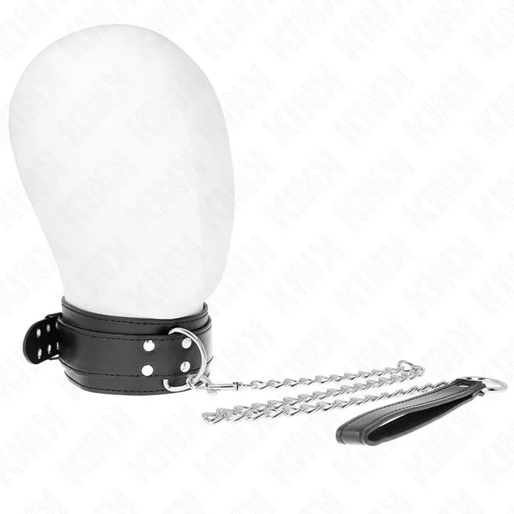 KINK - COLLAR CON CORREA 65 CM HEBILLAS PLATEADAS AJUSTABLE 33-46 CM X 5.5 CM - Nuvica