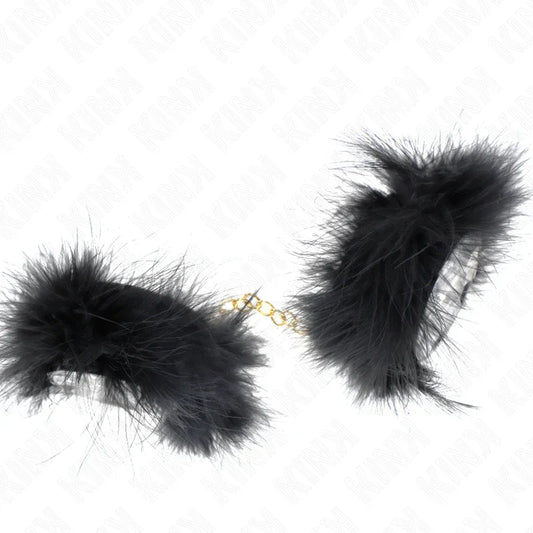 KINK - ESPOSAS DE PLUMAS NEGRO CON CADENA DORADA MODELO 2 - Nuvica
