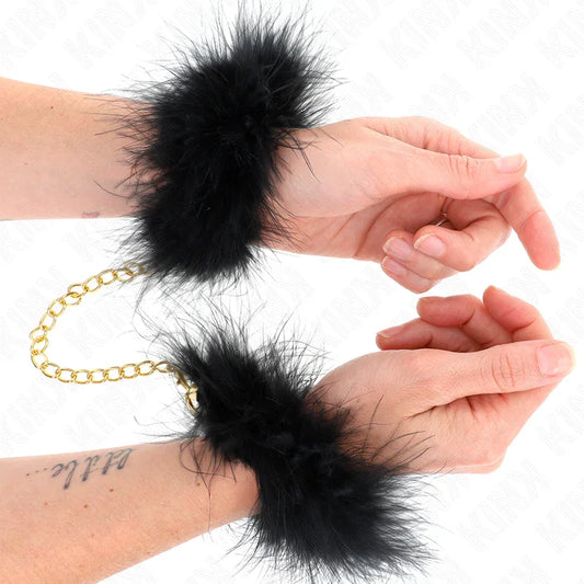 KINK - ESPOSAS DE PLUMAS NEGRO CON CADENA DORADA MODELO 2 - Nuvica