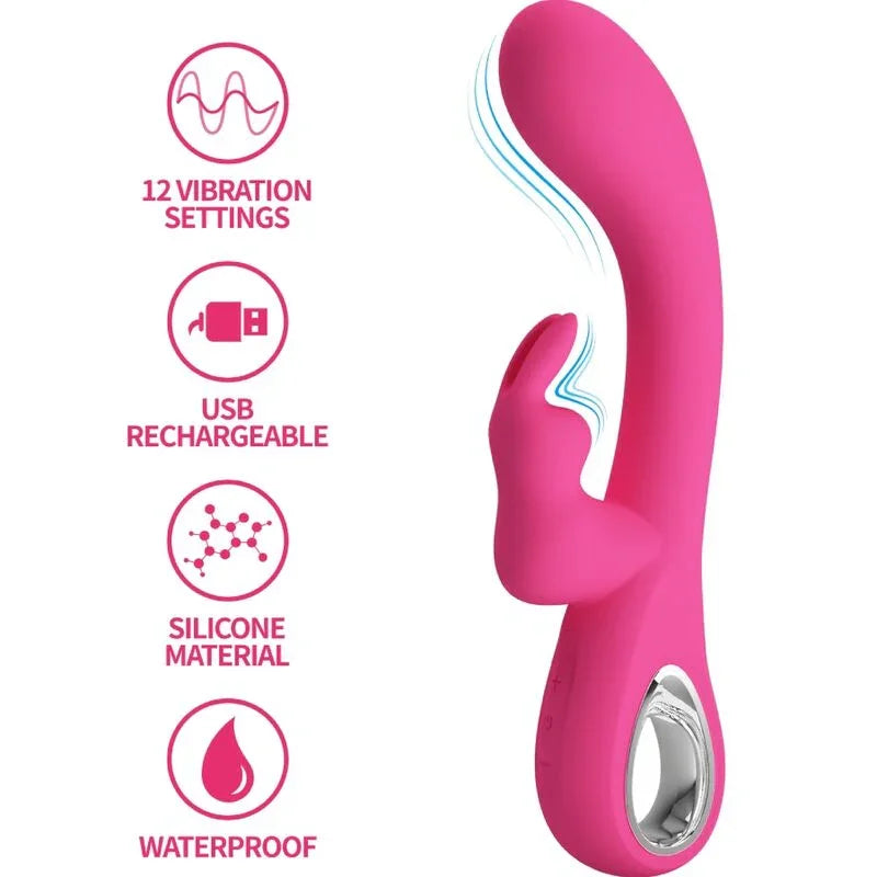 PRETTY LOVE - NOVAK VIBRADOR RABBIT 12 VIBRACIONES ROSA - Nuvica