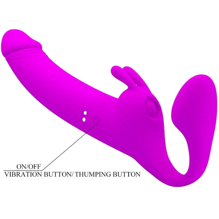 PRETTY LOVE - ZANINI DILDO STRAP-ON SIN ARNÉS 10 VIBRACIONES MORADO - Nuvica