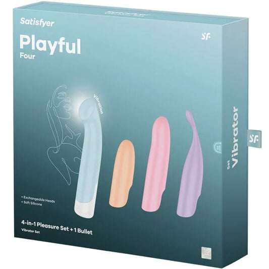 SATISFYER - PLAYFUL FOUR SET VIBRADORES 4 EN 1 + POWER BULLET - Nuvica