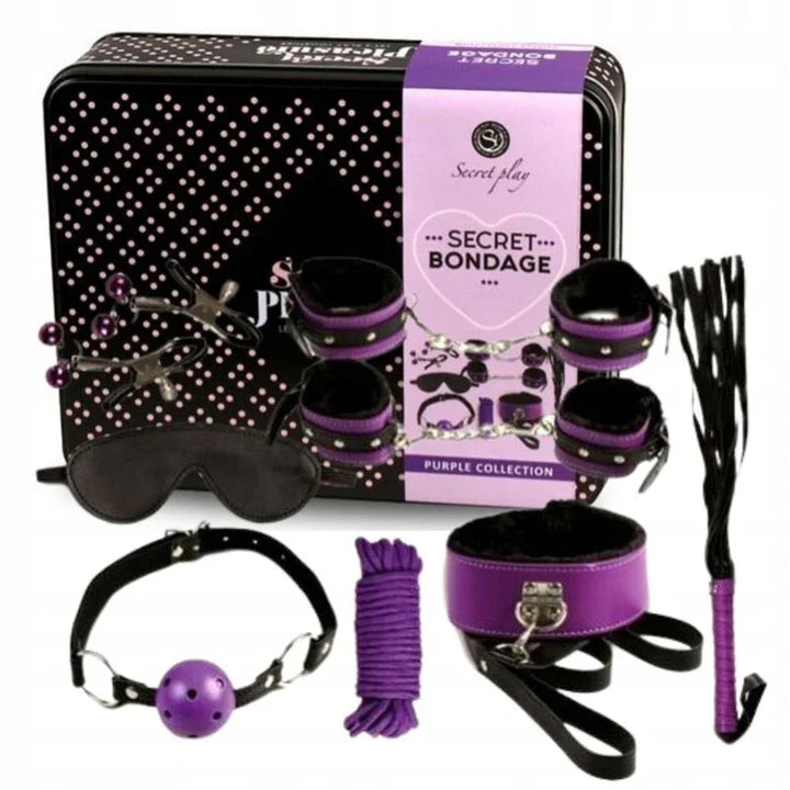 SECRETPLAY - BDSM SET 8PCS LILA / NEGRO - Nuvica