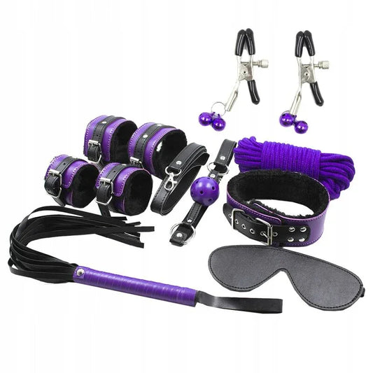 SECRETPLAY - BDSM SET 8PCS LILA / NEGRO - Nuvica