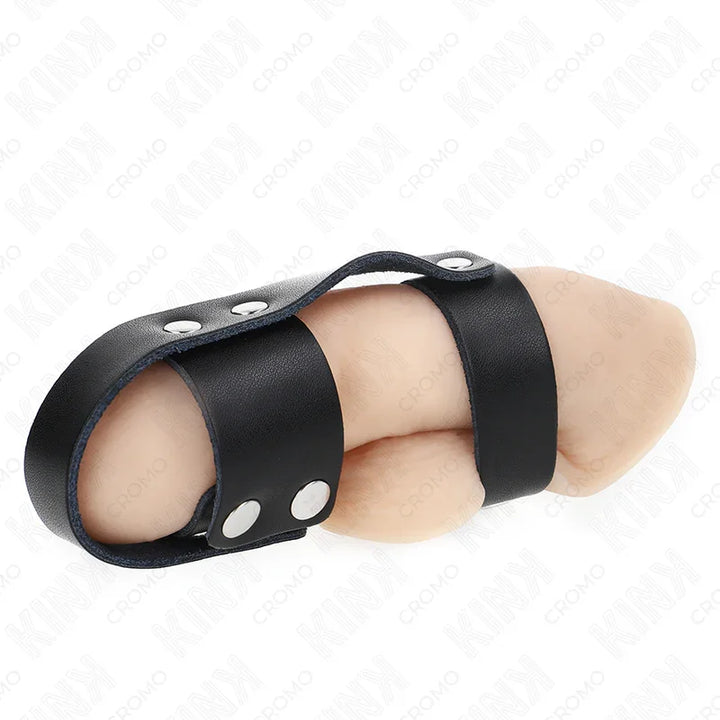KINK - ANILLO JAULA PENE CUERO CON DIVISOR DE BOLAS AJUSTABLE - Nuvica