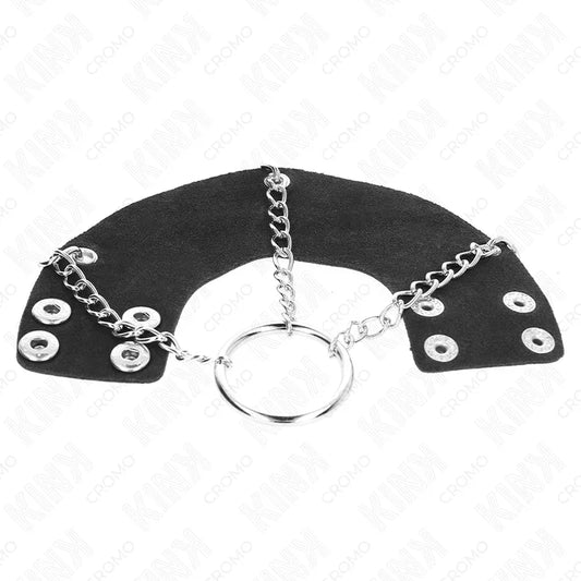 KINK - ANILLO PENE 4 CM CADENA 7 CM METAL CON CINTURÓN CUERO - Nuvica