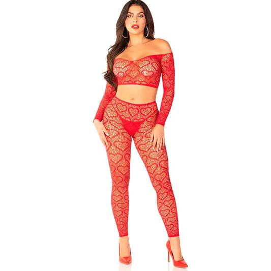 LEG AVENUE - CROP TOP + MEDIAS ROJO TALLA ÚNICA - Nuvica