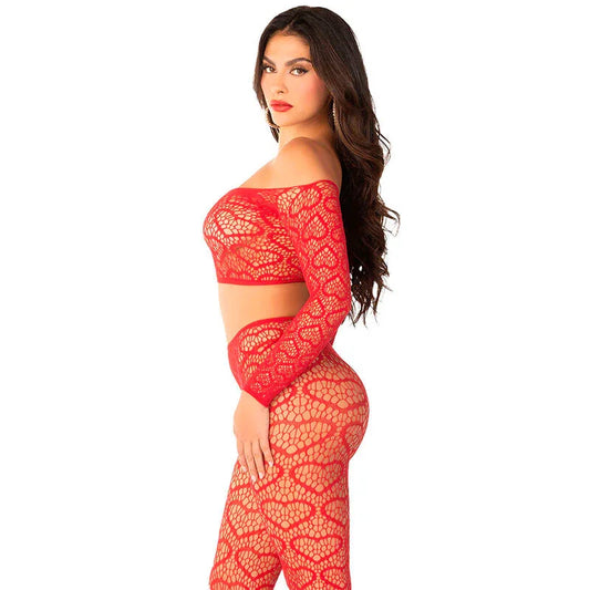 LEG AVENUE - CROP TOP + MEDIAS ROJO TALLA ÚNICA - Nuvica