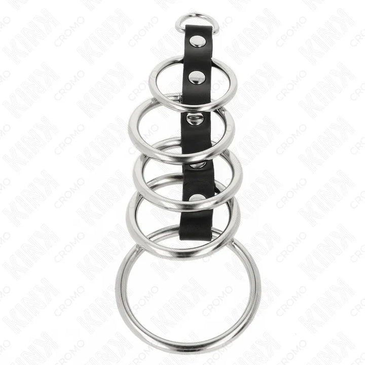 KINK - 5 ANILLOS PENE METAL 3.2 CM A 5 CM CONECTADOS POR POLIPIEL - Nuvica