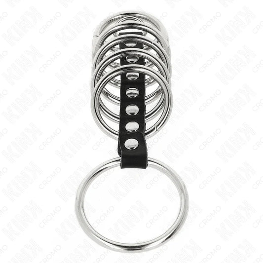 KINK - 7 ANILLOS PENE METAL 3.2 CM A 5 CM CONECTADOS POR POLIPIEL - Nuvica