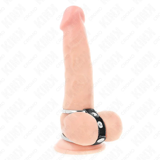 KINK - ANILLO PENE DOBLE 3.8 CM A 5 CM CONECTADOS POR CUERO - Nuvica