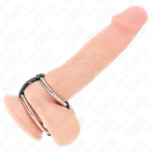 KINK - ANILLO PENE DOBLE 3.8 CM A 5 CM CONECTADOS POR CUERO - Nuvica