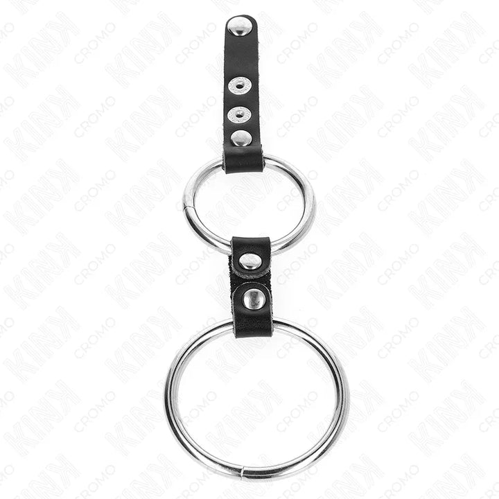 KINK - ANILLO PENE DOBLE 3.8 CM A 5 CM CONECTADOS POR CUERO - Nuvica