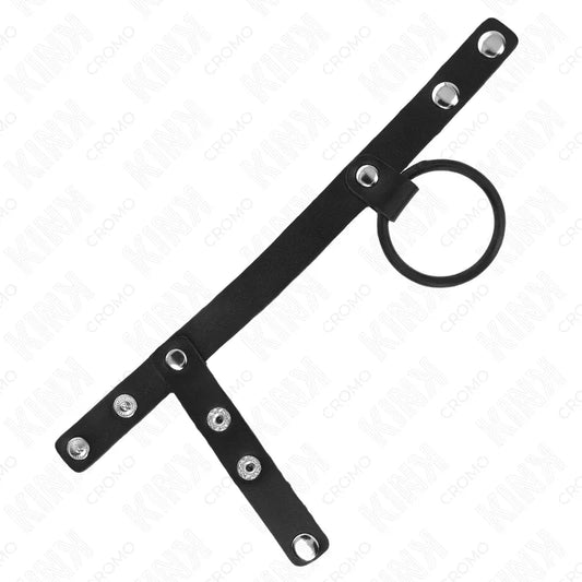 KINK - ANILLO PENE SILICONA 3.8 CM CON DIVISOR DE BOLAS Y CORREA DE CUERO 22 X 1.5 CM - Nuvica