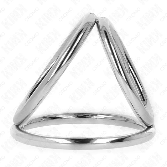 KINK - ANILLO PENE TRIPLE METAL CROMADO 3.8 CM A 5 CM MODELO 2 - Nuvica