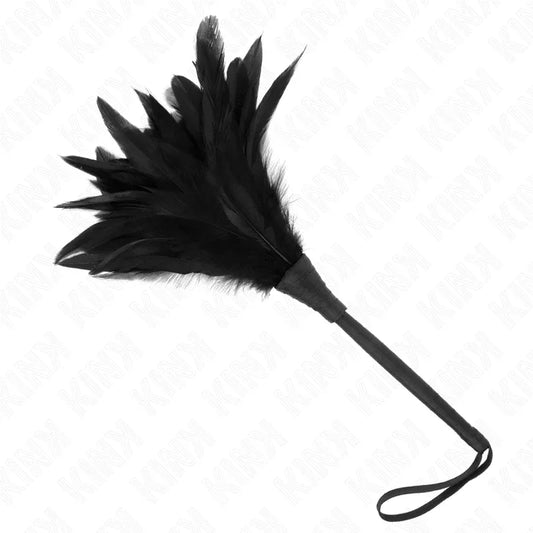 KINK - PLUMAS DE POLLO PARA COSQUILLAS CON FORMA CUERNO DE CRIADA NEGRO 36 CM - Nuvica