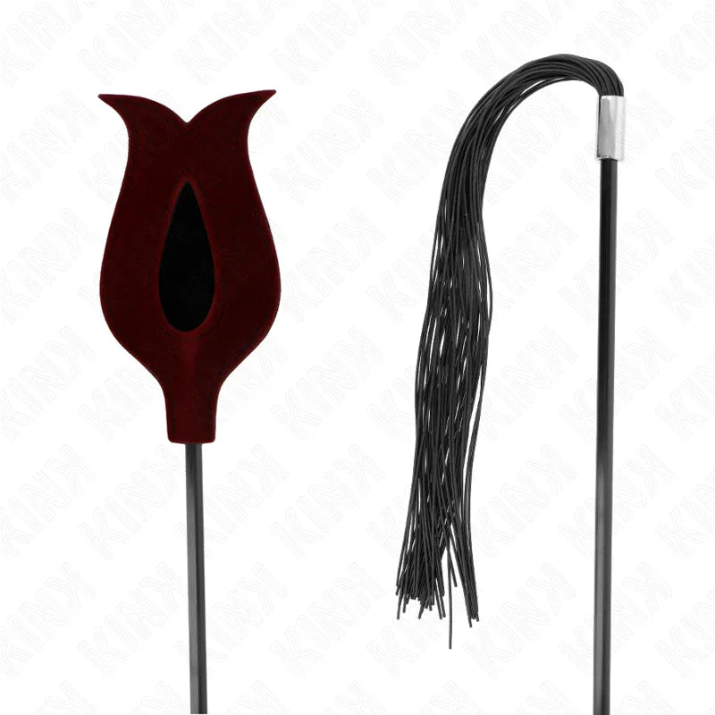 KINK - LÁTIGO DE BORLA DE SILICONA CON FORMA DE ROSA 45 CM - Nuvica