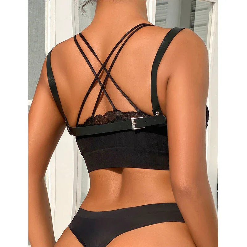 SUBBLIME - 953713 CINTURÓN DE BONDAGE PUNK HEBILLA METAL NEGRO TALLA ÚNICA - Nuvica