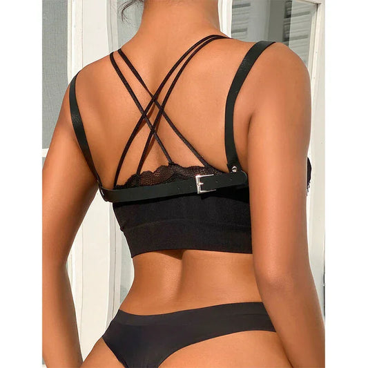 SUBBLIME - 953713 CINTURÓN DE BONDAGE PUNK HEBILLA METAL NEGRO TALLA ÚNICA - Nuvica