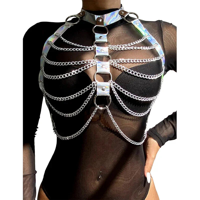 SUBBLIME - 953737 ARNÉS DE PECHO CON ANILLOS Y CADENAS PLATA TALLA ÚNICA - Nuvica