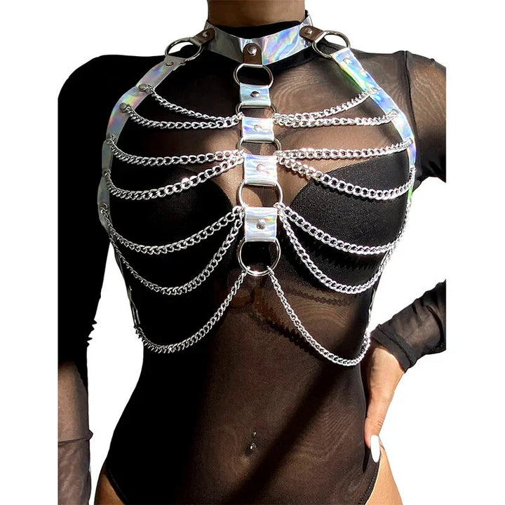 SUBBLIME - 953737 ARNÉS DE PECHO CON ANILLOS Y CADENAS PLATA TALLA ÚNICA - Nuvica
