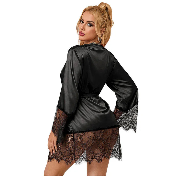 SUBBLIME - 953805 ELEGANTE CAMISON DE ENCAJE + TANGA NEGRO L/XL - Nuvica