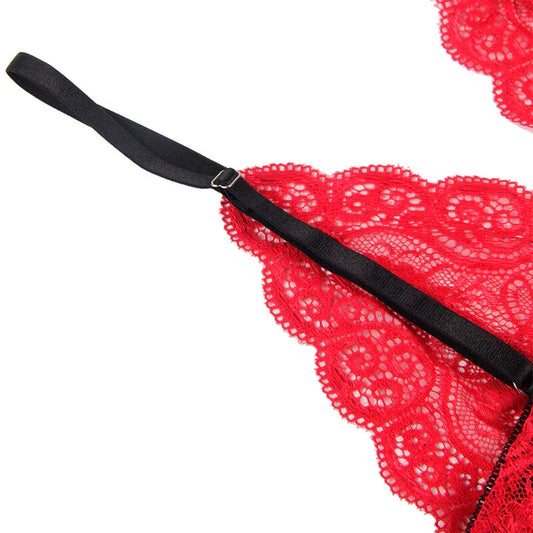SUBBLIME - 953898 SET 3 PIEZAS ENCAJE Y SATEN ROJO S/M - Nuvica