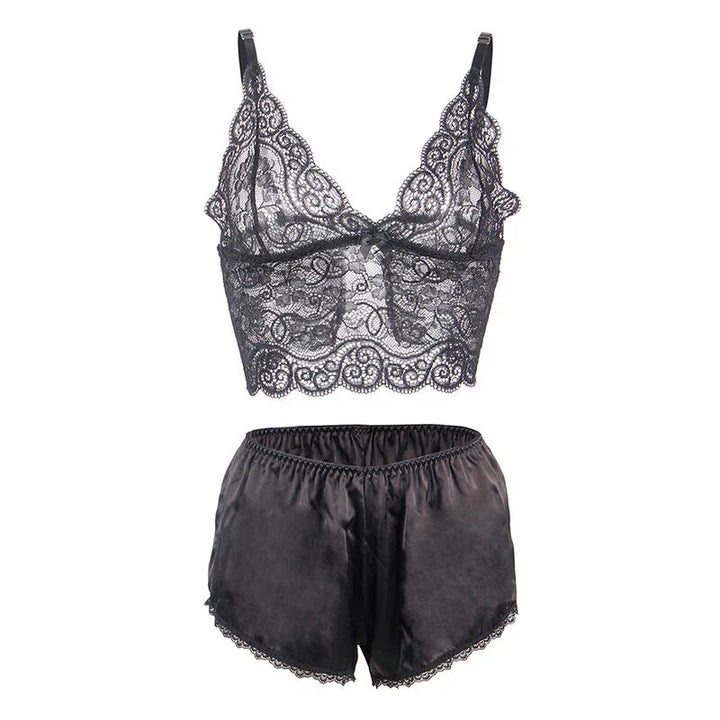 SUBBLIME - 953911 SET 3 PIEZAS ENCAJE Y SATEN NEGRO S/M - Nuvica