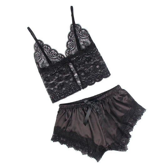 SUBBLIME - 953942 PIJAMA SEXY SATEN Y ENCAJE NEGRO L/XL - Nuvica