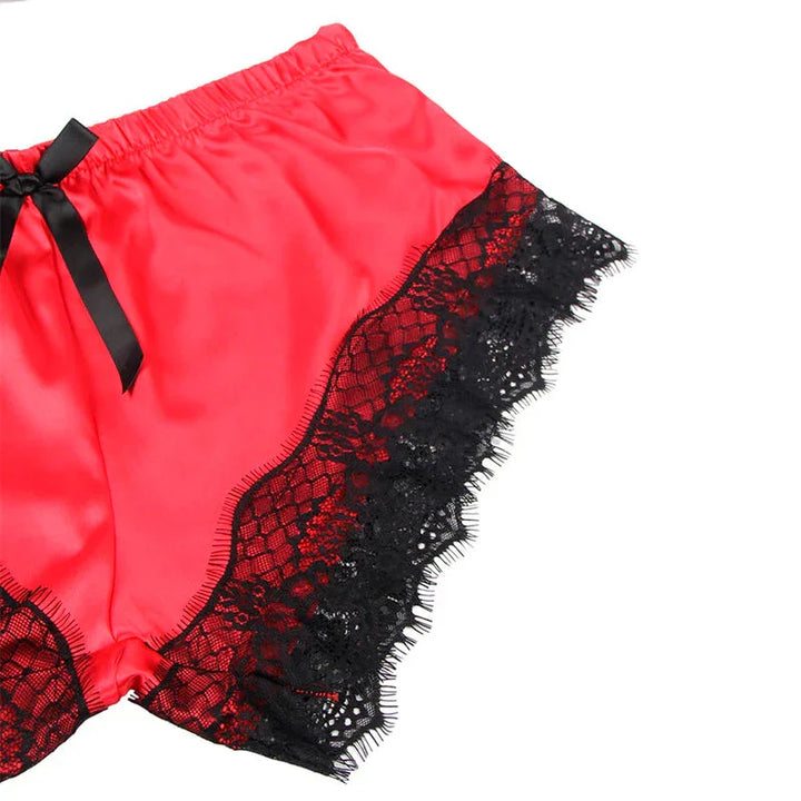 SUBBLIME - 953959 PIJAMA SEXY SATEN Y ENCAJE NEGRO/ROJO S/M - Nuvica