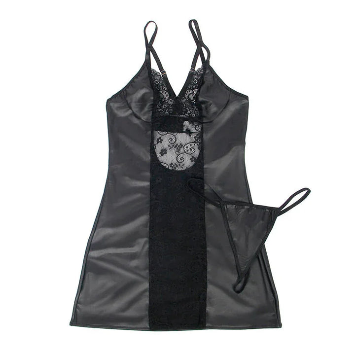 SUBBLIME - 954178 VESTIDO + TANGA CUERO NEGRO L/XL - Nuvica