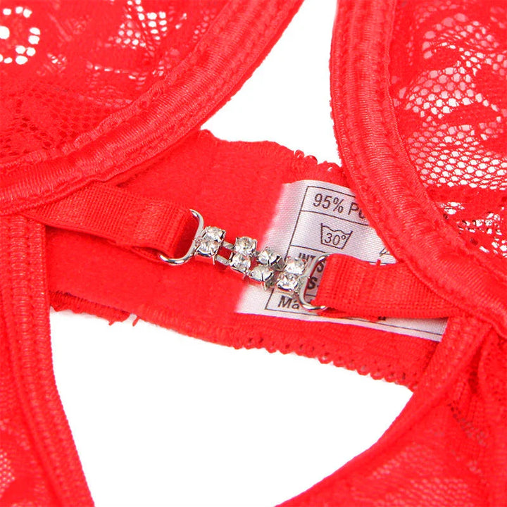SUBBLIME - 954208 BABYDOLL DE ENCAJE CON TIRANTES AJUSTABLES ROJO S/M - Nuvica