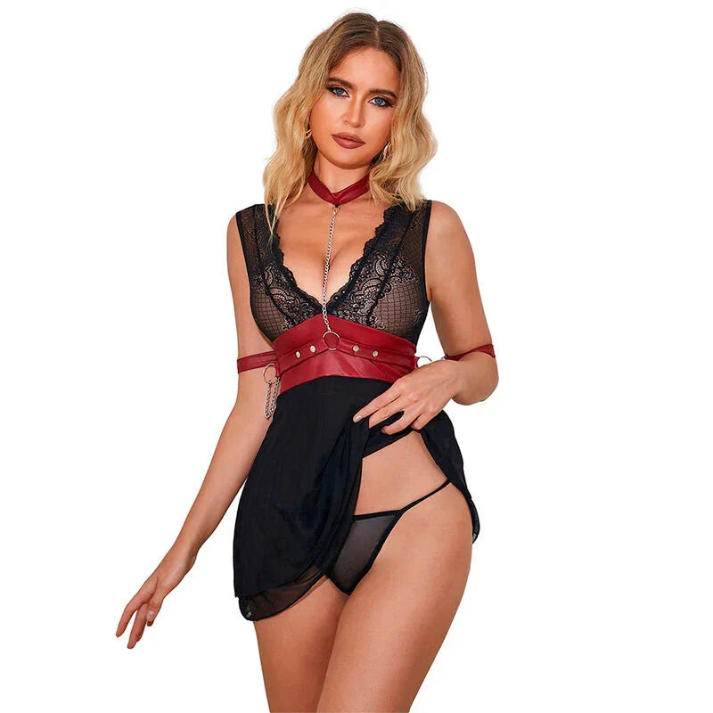 SUBBLIME - 954420 VESTIDO BONDAGE DE ENCAJE NEGRO S/M - Nuvica