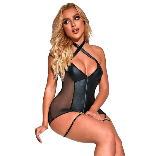 SUBBLIME - 954444 VESTIDO SEXY DE REJILLA CUERO NEGRO S/M - Nuvica