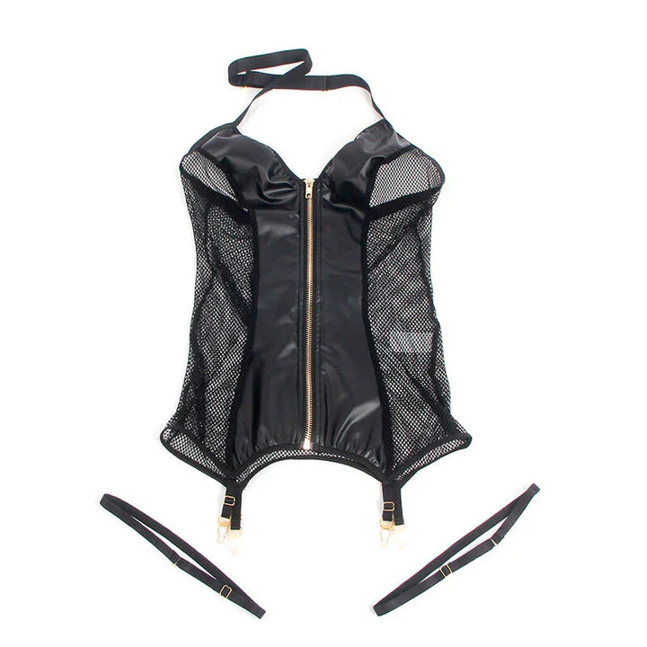 SUBBLIME - 954451 VESTIDO SEXY DE REJILLA CUERO NEGRO L/XL - Nuvica
