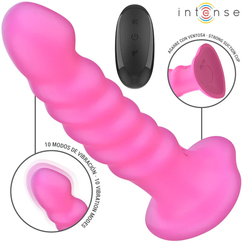 INTENSE - CINDY VIBRADOR TALLA L DISEÑO EN ESPIRAL 10 VIBRACIONES ROSA CONTROL REMOTO - Nuvica