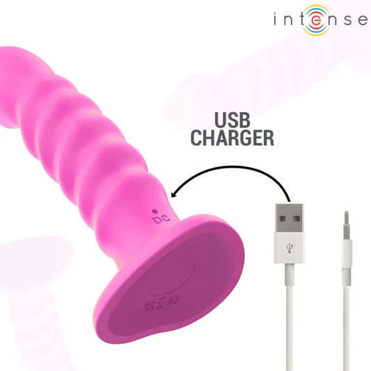 INTENSE - CINDY VIBRADOR TALLA L DISEÑO EN ESPIRAL 10 VIBRACIONES ROSA CONTROL REMOTO - Nuvica