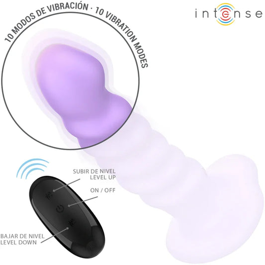 INTENSE - BRENDA VIBRADOR TALLA M DISEÑO EN ESPIRAL 10 VIBRACIONES MORADO CONTROL REMOTO - Nuvica