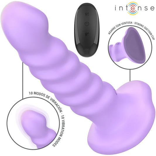 INTENSE - BRENDA VIBRADOR TALLA M DISEÑO EN ESPIRAL 10 VIBRACIONES MORADO CONTROL REMOTO - Nuvica