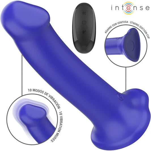 INTENSE - VICTORIA VIBRADOR CON VENTOSA 10 VIBRACIONES AZUL OSCURO CONTROL REMOTO - Nuvica