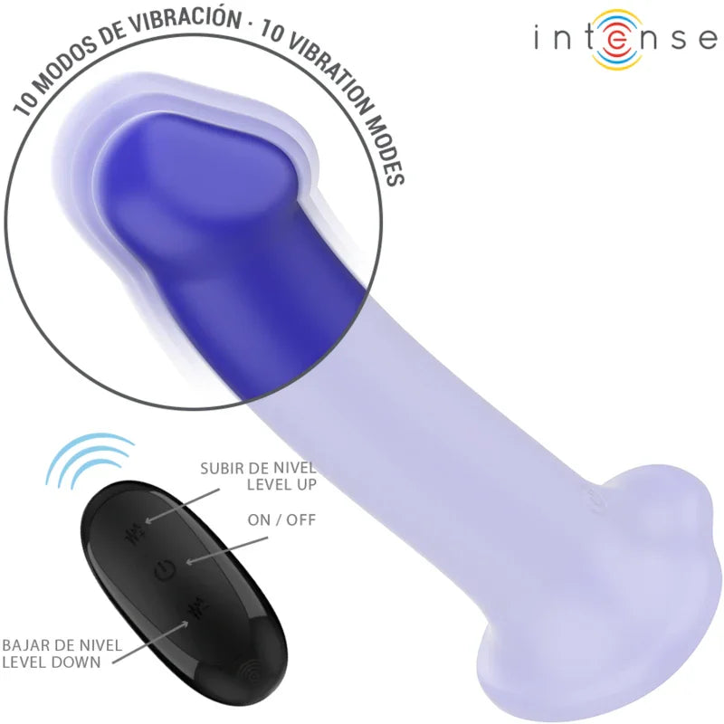 INTENSE - VICTORIA VIBRADOR CON VENTOSA 10 VIBRACIONES AZUL OSCURO CONTROL REMOTO - Nuvica