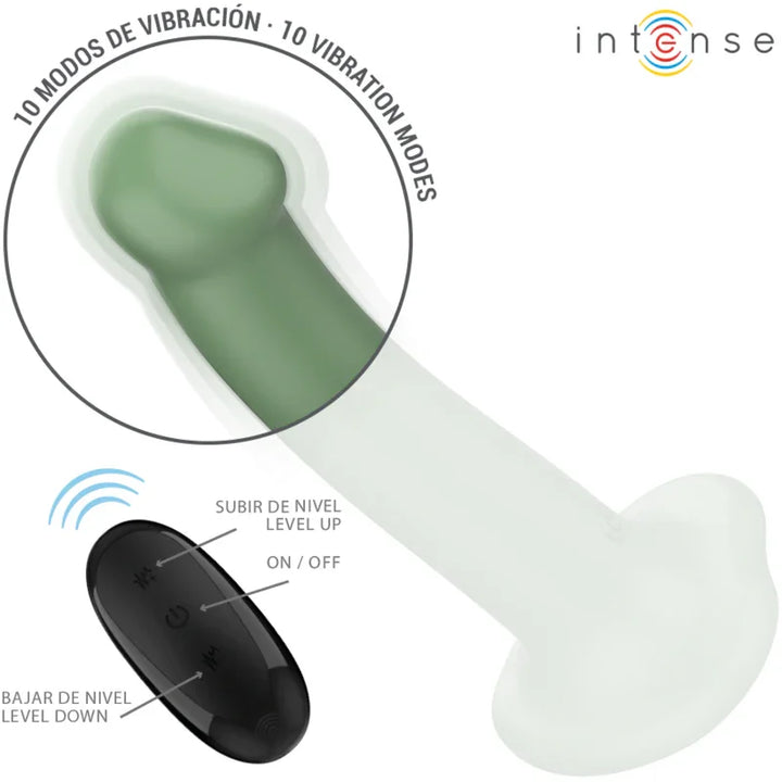 INTENSE - BECCA VIBRADOR CON VENTOSA 10 VIBRACIONES VERDE CONTROL REMOTO - Nuvica