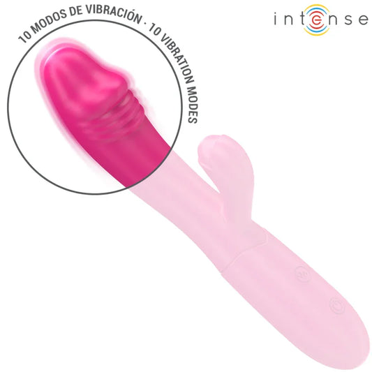 INTENSE - IVY VIBRADOR FLEXIBLE 10 VIBRACIONES CON LENGUA ESTIMULADORA ROSA - Nuvica