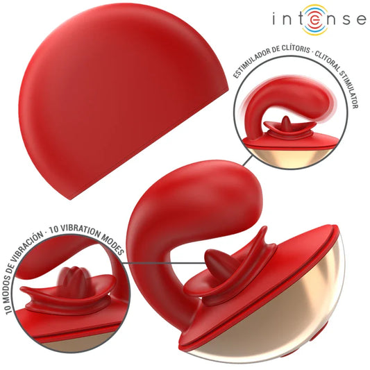 INTENSE - MARIAH VIBRADOR & ESTIMULADOR EN FORMA DE U 10 VIBRACIONES ROJO - Nuvica