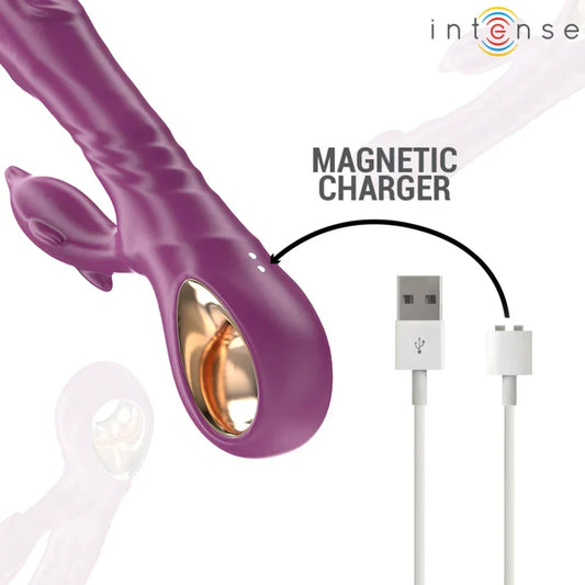 INTENSE - HALLE VIBRADOR MULTIFUNCIÓN CON LENGUA ESTIMULADORA EN FORMA DE DELFÍN MORADO - Nuvica